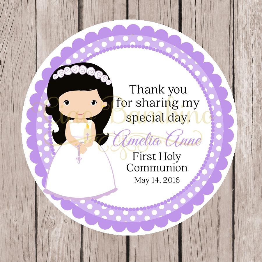 PRINTABLE Girls First Holy Communion Favor Tags in Lavender