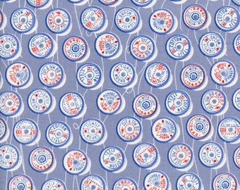 Spools fabric in blue by Melody Miller