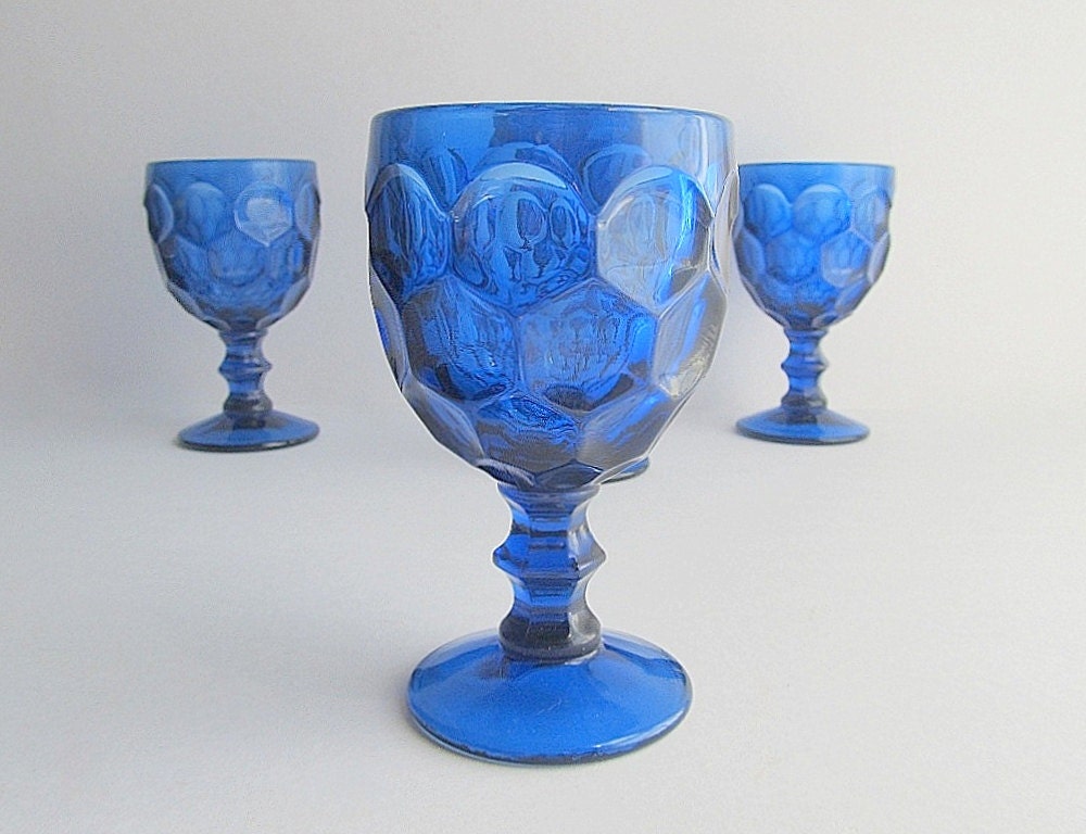 Vintage Blue Glasses Drinking Glasses Blue Goblets Stemmed   Il Fullxfull.1014074889 Puj4 