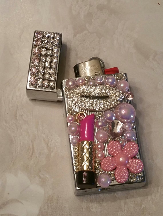 Girly Pink Bling Bic Mini Lighter Case/lipStick
