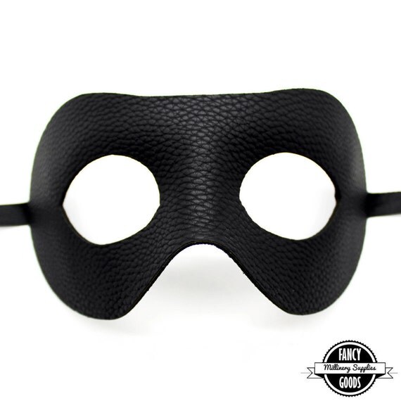 Mens Black Masquerade Mask Faux Leather Prom Mask
