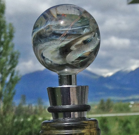 Wine Bottle Stopper Hand Blown Glass Vortex by AspenHotGlass