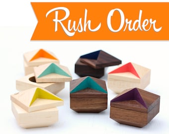 RUSH ORDER Engagement Ring Box / proposal box / ring bearer box / ring holder / faceted wood ring box by Oh Dier