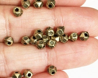 45 pcs antique brass polygon spacer beads 3x3.5mm, metal spacer beads