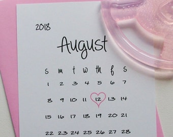 Printable Baby announcement, Pregnancy Announcement, Calendar baby date, diy print your own, save the date