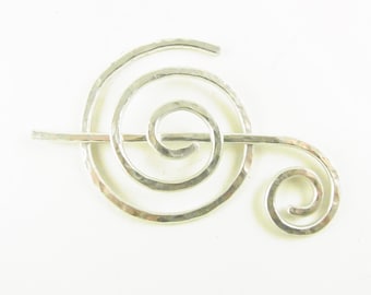 Silver Shawl Pin/Brooch/Slide Minimalist Spiral