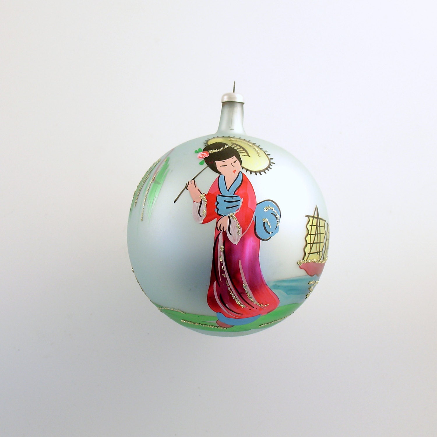 vintage christmas large glass ornament italy japanese lady vintage christmas large glass ornament italy japanese lady