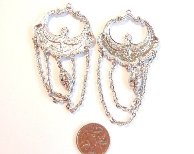 Pair of Abstract Crane Bird Drop Charms