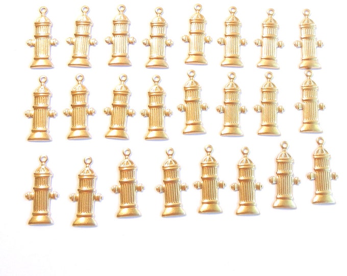 Set of 24 or 12 Pairs of Brass Fire Hydrant Charms