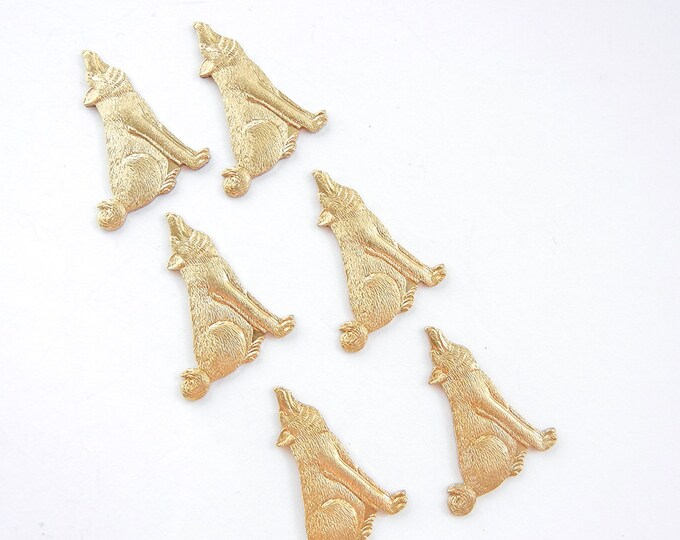 6 Brass Howling Wolf or Coyote Stampings