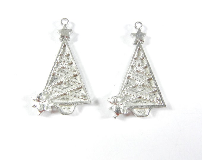 Pair of Pewter Christmas Tree Charms