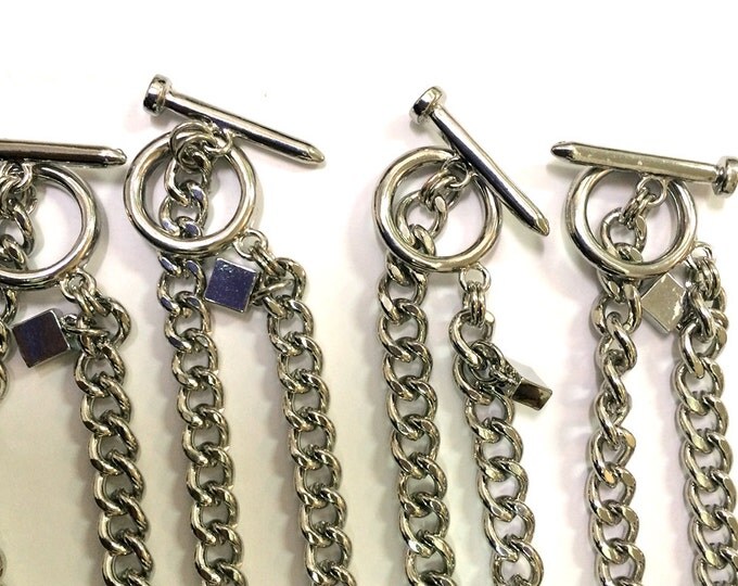4 Finished Toggle Clasp Necklace Heavy Cable Chain 18 inch Silver-tone TN2