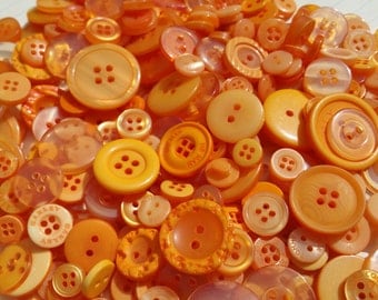 Orange Buttons - Assorted Round Sewing Button - 120 Buttons - Tangerine Tango - Autumn Halloween Thanksgiving
