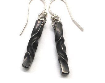 6th anniversary gift -Steel twist earrings - 11th anniversary gift - hand forged jewelry - iron anniversary - iron anniversary gift -
