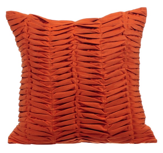 Rust Pillow Cases 16x16 Couch Pillows Pleated Suede Pillow