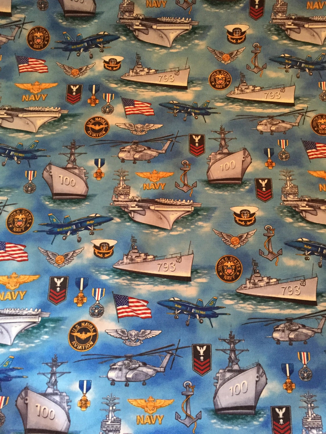 US Navy 100% cotton fabric by Robert Kaufman by the yard