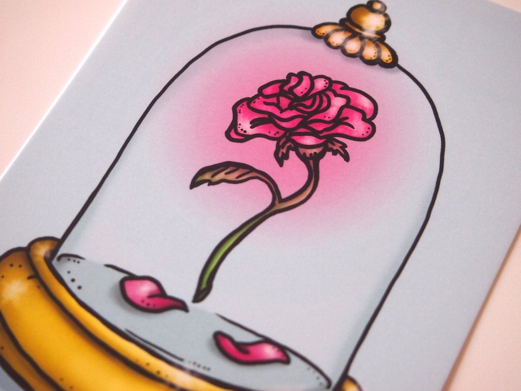Enchanted Rose Beauty and the Beast Postcard