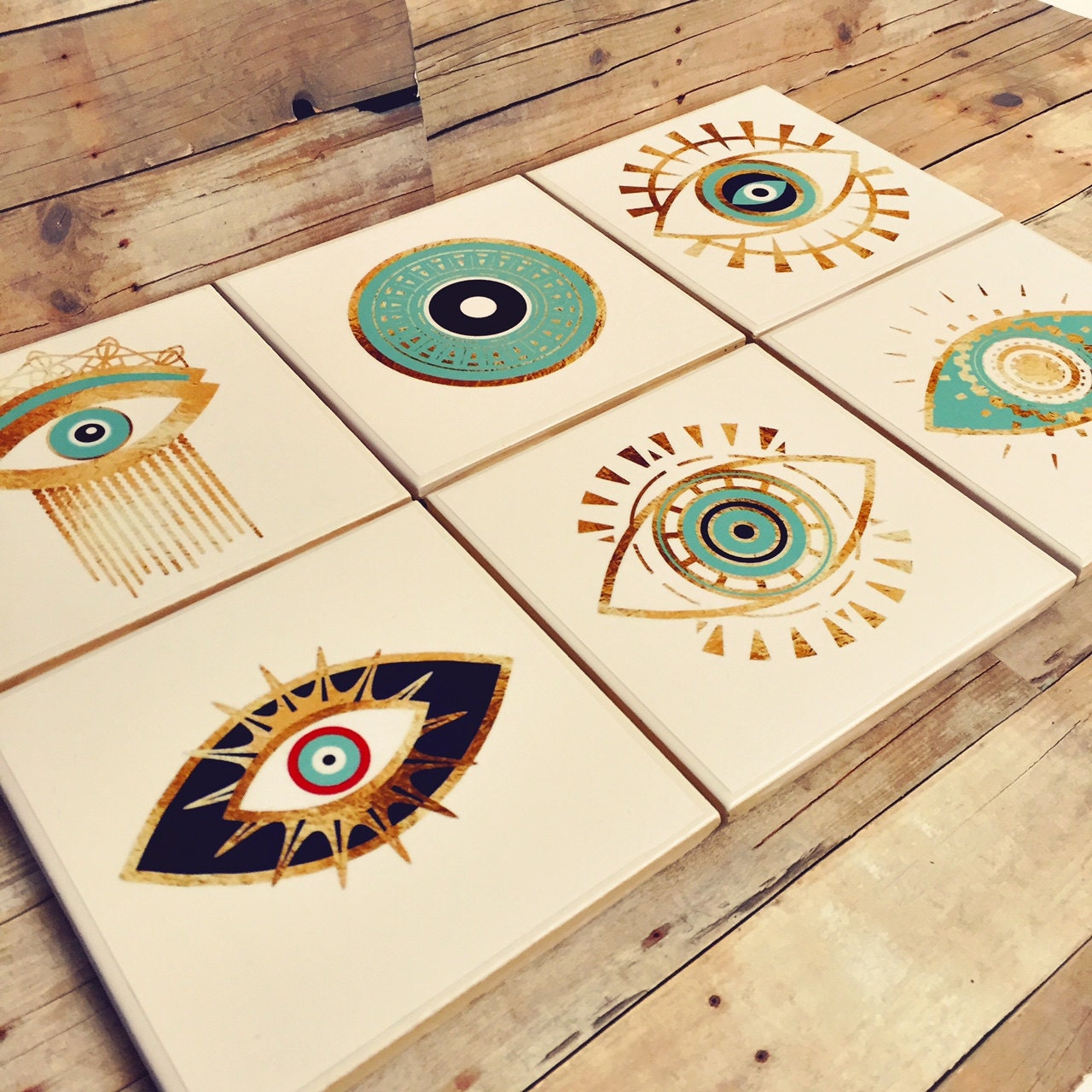 Evil eye coaster set third eye coasters gold evil eye home