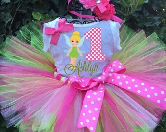Tinkerbell Inspired Three Piece Tutu Set - Tinkerbell Birthday Outfit - Tinkerbell Tutu