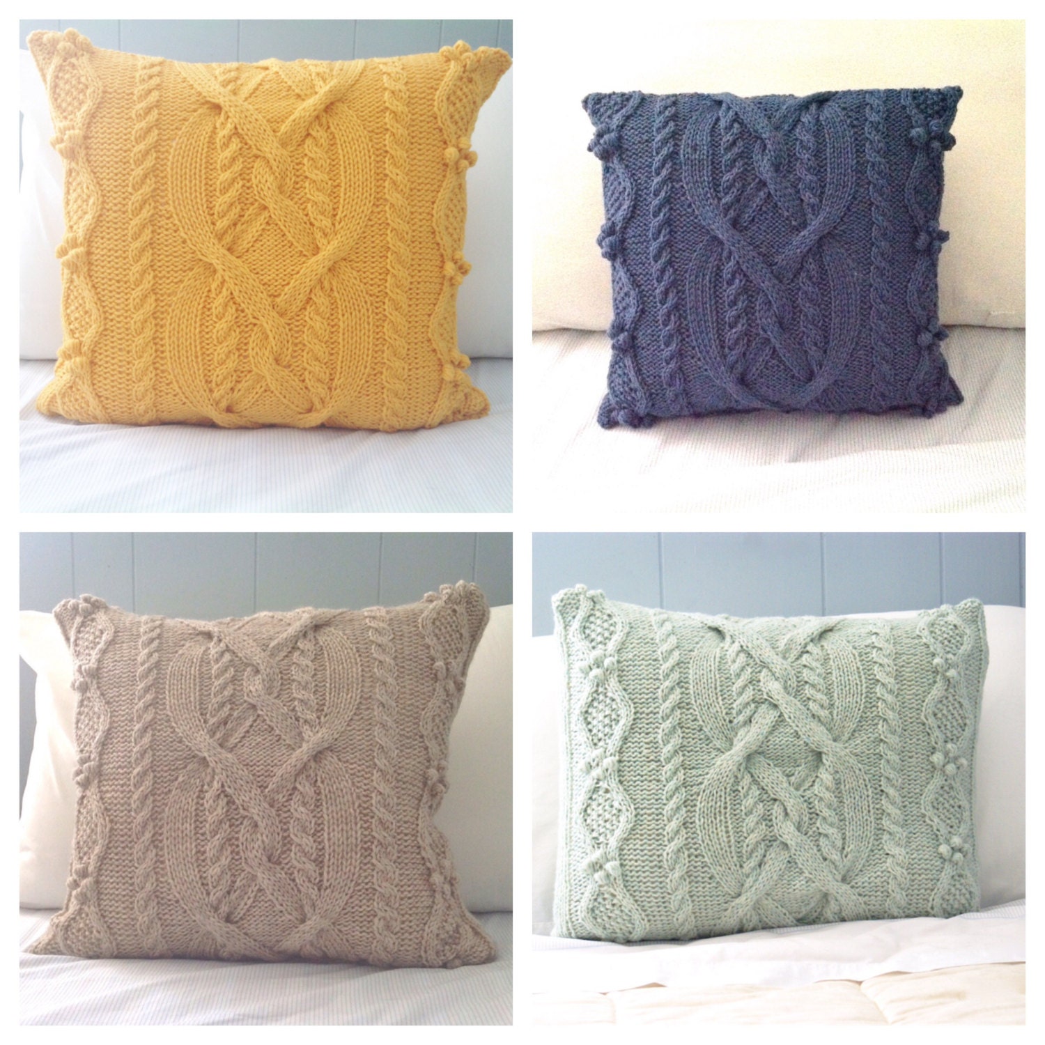 Cable Knit Pillow Sham in Wool Sweater Pillow by PreciousKnits