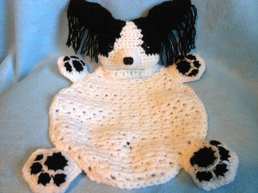 Papillon Crochet Dog Blanket Canine Lovie Cuddle Dog