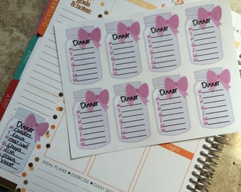 Planner Stickers Full Box Dinner Planner Fits Erin Condren Planner Weekly Meal Plan