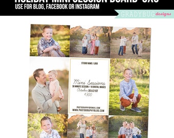 Holiday Mini Session Template - Christmas Minis - Photography Marketing board - INSTANT DOWNLOAD - Gold Foil - Blog Facebook Instagram Ready