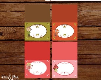 Instant Download Woodland Tree Fairy and Elf Table Tent Blank Cards 3.5 inch x 2.5 inch folded