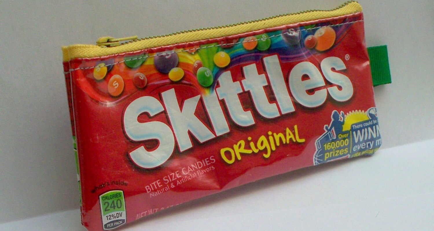 Download UPCYCLED Skittles candy wrapper RECYCLED into coin purse