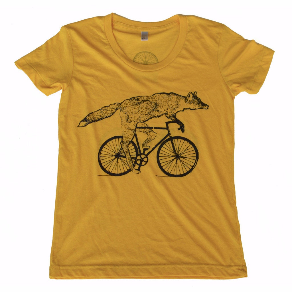Fox on a Bicycle Womens T Shirt Ladies Tee Tri Blend Tee