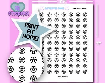 Pentacles Black PRINTABLE Planner Stickers Halloween Planner Stickers Pagan Planner Witch Planner Wicca Planner Pastel Goth Creepy Cute