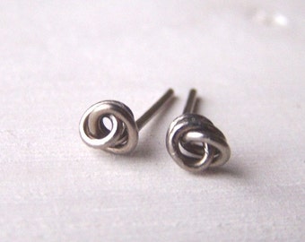 Stud Earrings - Post Earrings - Titanium Earrings - Hypoallergenic Earrings - Nickel Free Earrings - Tiny Knot Earrings - Sensitive Earrings