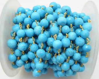 turquoise round 8mm rosary chain