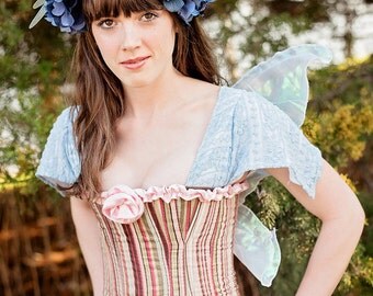 Fairy Corset, Light Pink Stripe Corset Custom XS - 3X, Steampunk, Renaissance, Victorain, Fairy