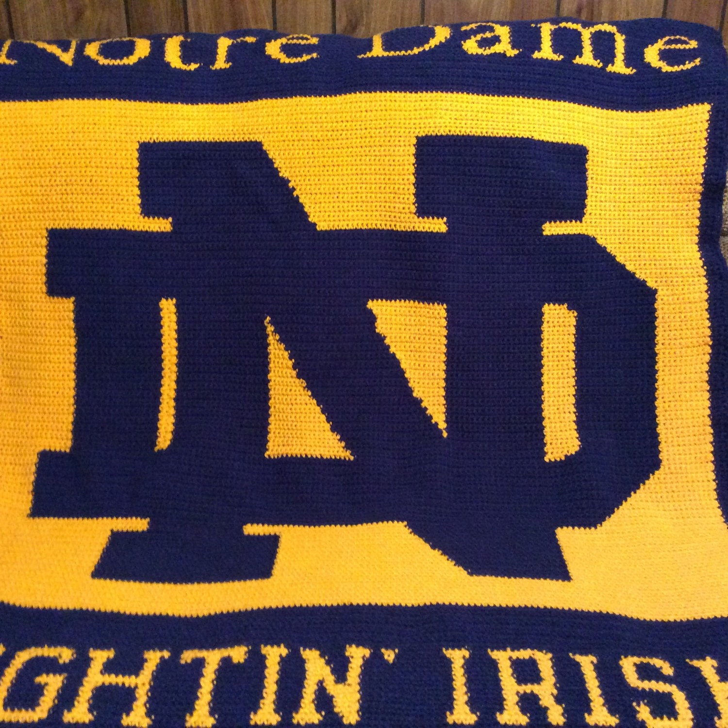 Notre Dame Crochet afghan blanket throw with name