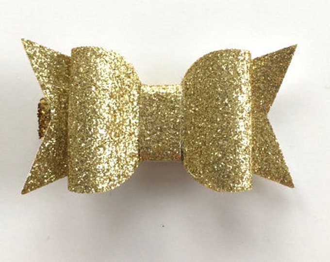 Baby Headband, Newborn Headband, Gold Glitter Hair Bow, Feltie Glitter bow, Gold Clippie, Glitter Bow, Glitter Feltie, Felt Sparkle Bow,