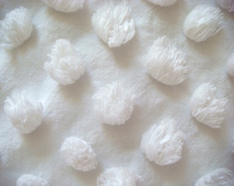 Fluffy Bates White Pops Vintage Cotton Chenille Bedspread Fabric 14 X 22 Inches