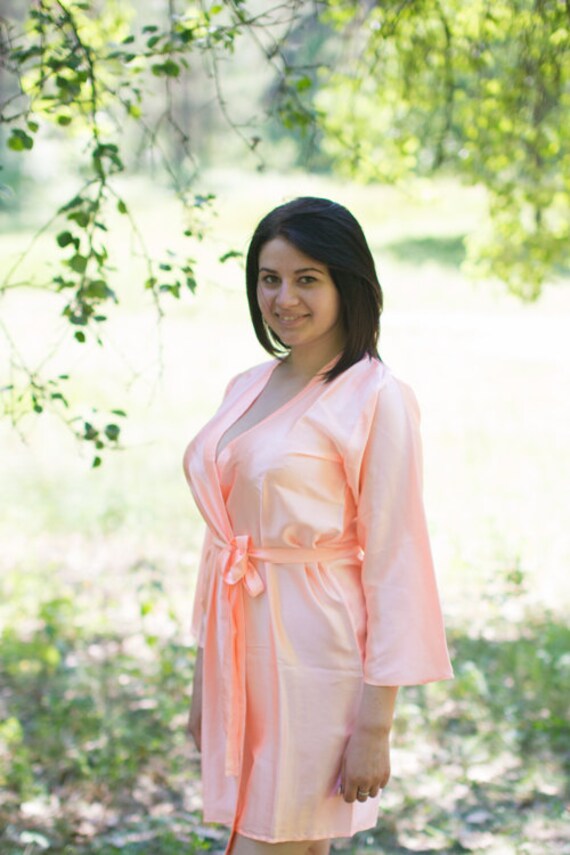 peach silk robe