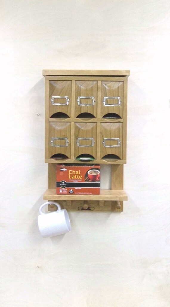 Wall Mounted Tea Bag Dispenser Handmade Solid Cherry wood