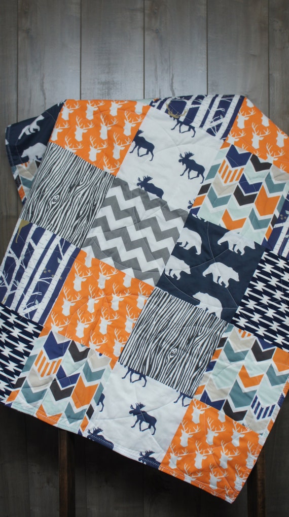 Baby Boy Hunting Quilt Baby Quilt Woodland Deer Moose