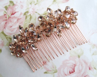 Rose Gold Bridal Hair Comb,Rhinestone Wedding Hair Comb,Bridal Hair Accessories,Wedding Accessories,Decorative Hair Comb,#C54