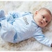 Oliver's Blue & Brown Footed Sleeper-Baby Boy Coming Home Outfit-Baby Shower Gift-Newborn Pictures-Pima Cotton Footed Sleeper