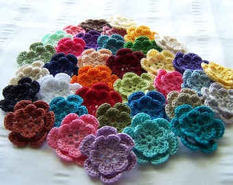 Crocheted flowers choose your color cotton 1.5 inch one flower