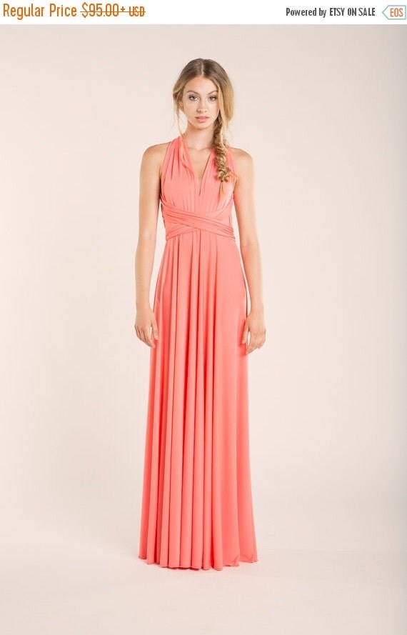 WINTER SALE Coral Bridesmaid Dress, Peach Bridesmaid Dress, Coral ...