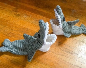 Shark Slipper - Shark Socks - Shark Slipper Socks - Crochet Baby Shark - Crochet Shark Slippers - Shark Booties - Baby Shark Slippers