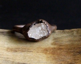 Morganite Copper Gemstone Raw Crystal Ring Beryl Ring Size 4.5 Rough Stone Ring Jewelry Midwest Alchemy