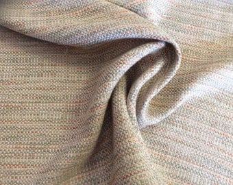 Tan cream aqua orange SLUBBY WOVEN upholstery fabric home decor, 16-43-24-115