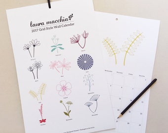 2017 Grid Style Botanical Wall Calendar - ON SALE