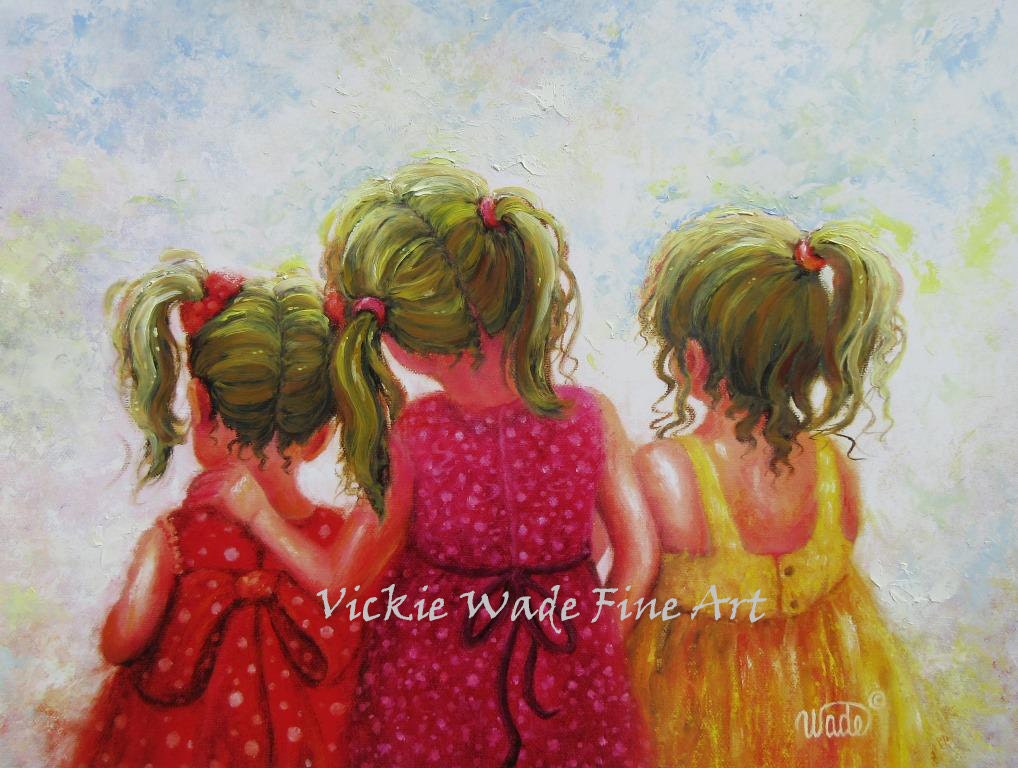 Three Sisters Art Print three blonde girls art blonde