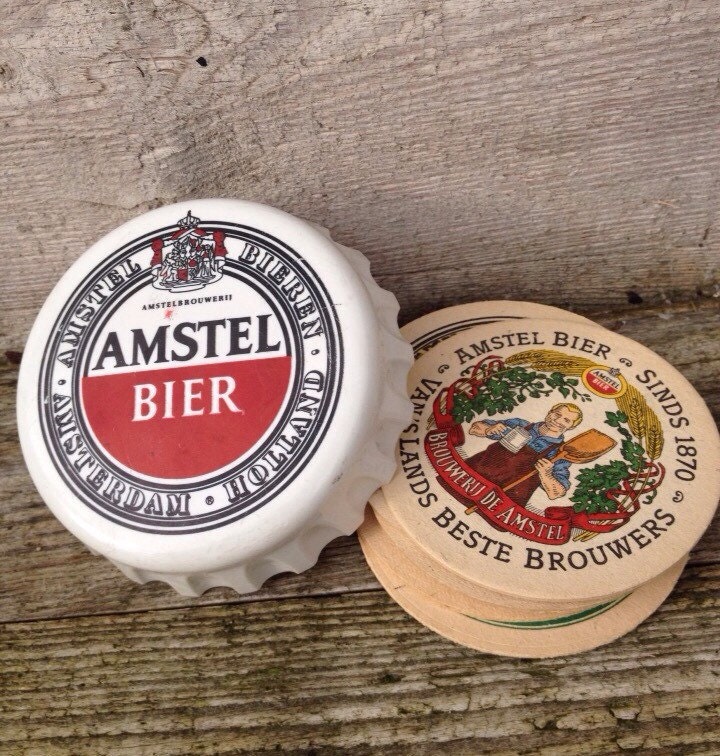Vintage beer coasters Amstel Dutch beer Holland set of